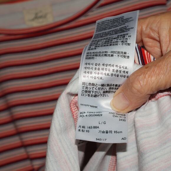 Levis Peplum Stretch Top Size Large Made in Sri Lanka Red Stripe - Picture 16 of 16